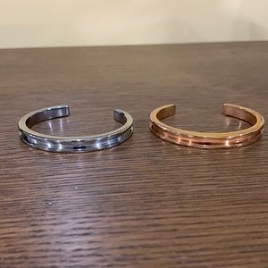 Silver and gold bracelets